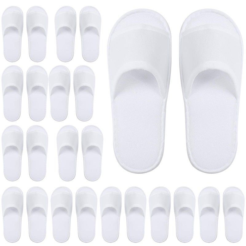 Elcoho 12 Pairs Open Toe Spa Slippers White Spa Hotel Guest Slippers for Spa, Party Guest, Hotel and Travel, Fits Most Men and Women - Image 1